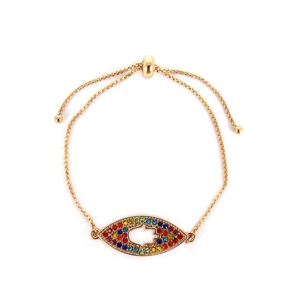 HAMSA rainbow RHINESTONE CHARM BRACELET nwt